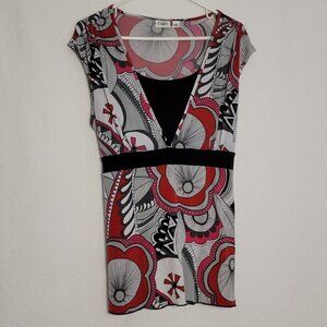 603. Cato Sleeveless Blouse Black and Red Sz L